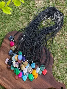 30-Piece Set Random Color Crystal Heart Pendants with Chains, Trendy Necklace, DIY Jewelry Kit, Perfect for Women, Parties, Halloween Gifts