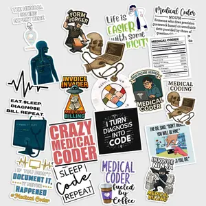 Sticker Pack 20 Medical Billing Vinyl Sticker, Healthcare Admin Waterproof Decal