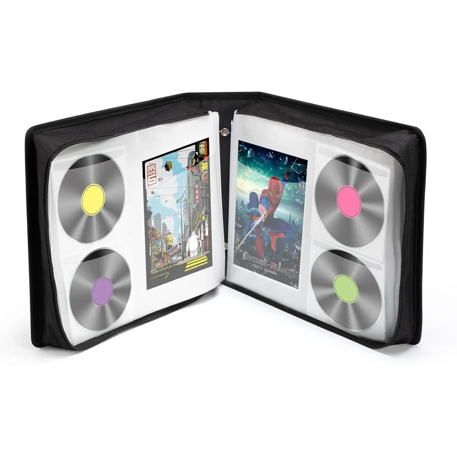 DVD Case 200 DVDs and 100 Booklets Capacity, CD/Blu-ray Storage Binder Case with Booklet Inserts Media Organizer Holder Black Blu ray Wallet for Car (200 Capacity)