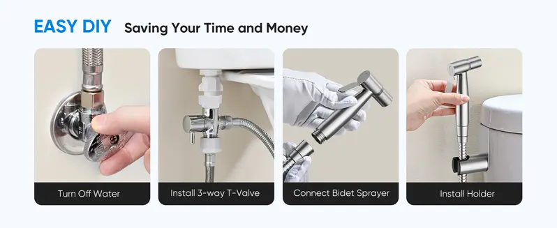 Bidet Sprayer for Toilet, Stainless Steel Bidet Sprayer Kit, Easy Install Toilet Bidet Attachment for Personal Hygiene and Cleaning, Toilet Bidet Sprayer with Bidet Hose for Feminine Wash Bidet Sprayer for Toilet, Stainless Steel Bidet Sprayer Kit, Easy Install Toilet Bidet Attachment for Personal Hygiene and Cleaning, Toilet Bidet Sprayer with Bidet Hose for Feminine Wash