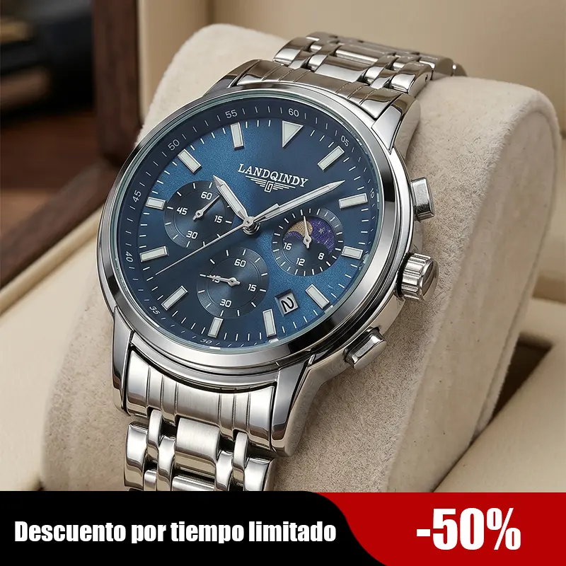 【Weeklydeals】Men's Luxury Formal Metal Round Analog-Digital Quartz Chronograph Watch, Multifunctional with Calendar, Luminous Date, Water Resistance, Boss Style, Gift Box Included for Daily Wear, Party