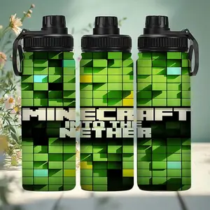 1pc 20oz Minecraft Nether Insulated Mug, Double Wall Leak Proof, Reusable for All Seasons, Perfect Gift for Family & Friends, Ideal for Camping