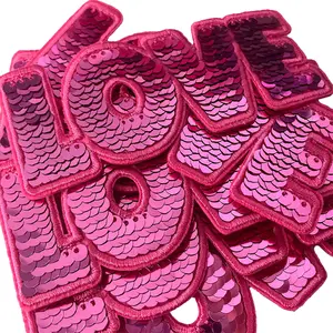 Iron On Sequin Embroidered Patches Cute Bling LOVE Letters Assorted Sew On Fashion Applique DIY Accessories Deco for Clothing Jeans Hats Backpack
