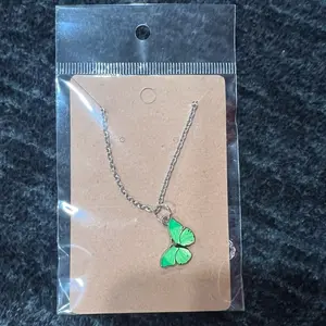Butterfly Necklace - Green Butterfly Pendant on Chain Jewelry