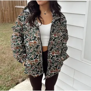 2025 new camouflage long sleeved zipper rainproof jacket, women's casual shirt, women's hoodie Tops Womenswear Sweatshirts Comfort