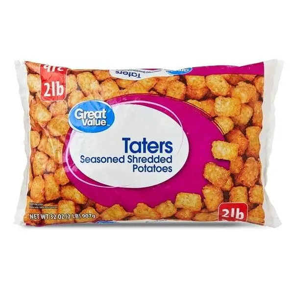 Great Value Tater Tots, 80 oz Family Size Bag – Crispy Golden Potato Bites, Frozen Shredded Potato Tots, Easy Oven or Air Fryer Side Dish