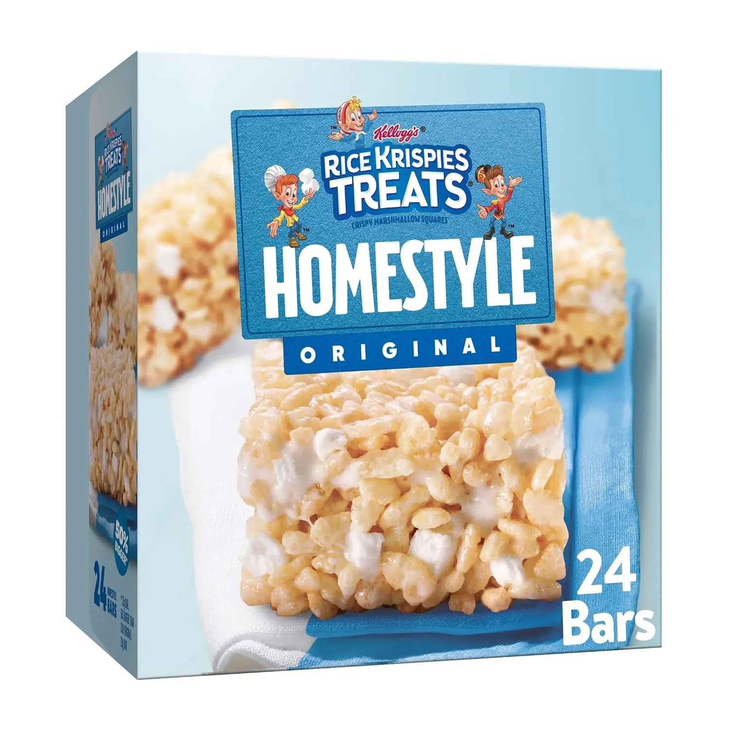 Crispy Marshmallow Squares, Kids Snacks, Snack Bars, Original, 27.9oz Box (24 Bars)