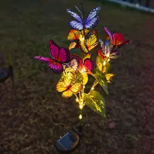 Solar Butterfly Flower Light, RGB Colorful Garden Lamp, Outdoor Lawn Pathway Decor, Festival Gift, Landscape Tree Light, Solar Lights Outdoor