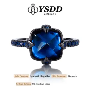 【#137】Exquisite 4 Carat Synthetic Sapphire Ring in 925 sterling silver