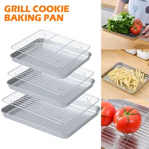 2025 NEW Baking Sheets and Racks Set Stainless Steel Baking Sheet Chef Baking Sheet with Wire Rack Set for Oven and Dishwasher Non Toxic Heavy Duty Cooling Rack Set