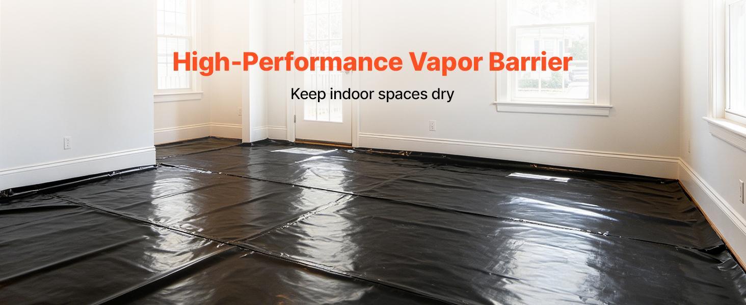 【SummerFinds】VEVOR 6 Mil Black Heavy-Duty Polyethylene Roll, 10' x 25' Thick Plastic Sheeting for Garden Weed Blocker, Painters' Drop Cloth, Crawl Space Vapor Barrier