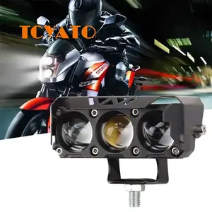 Motorcycle LED Spotlight Dual Color Fog Lamps for Car Trucks Mini Lens Headlight Driving Light motorcycle accessoriesO