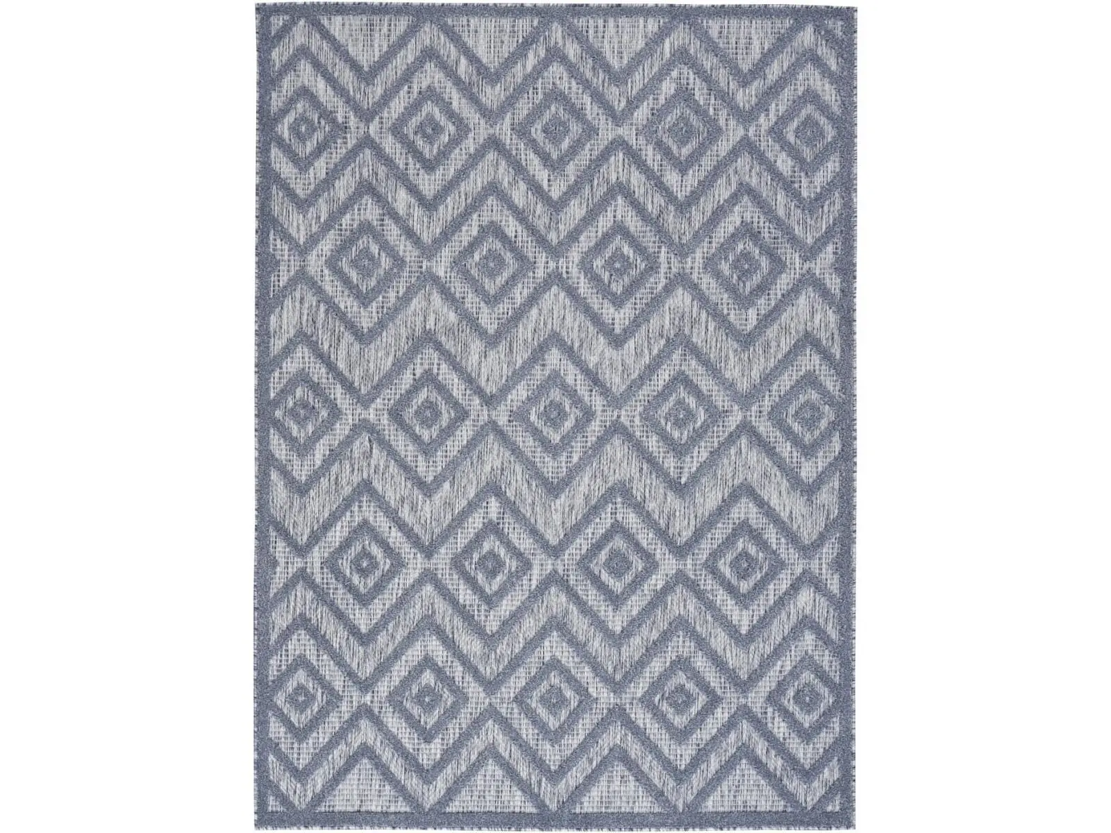 HomeRoots Soft Washable Area Rug - 4x6 ft Denim Blue Argyle Rectangle Rug for Indoor, Outdoor Use, Soft Area Rug