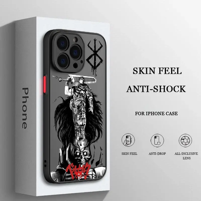 Berserk Comics Anime For Apple iPhone 17 16 15 14 13 12 11 Pro Max Plus Air TPU Frosted Translucent Phone Case Cellphone Smartphone