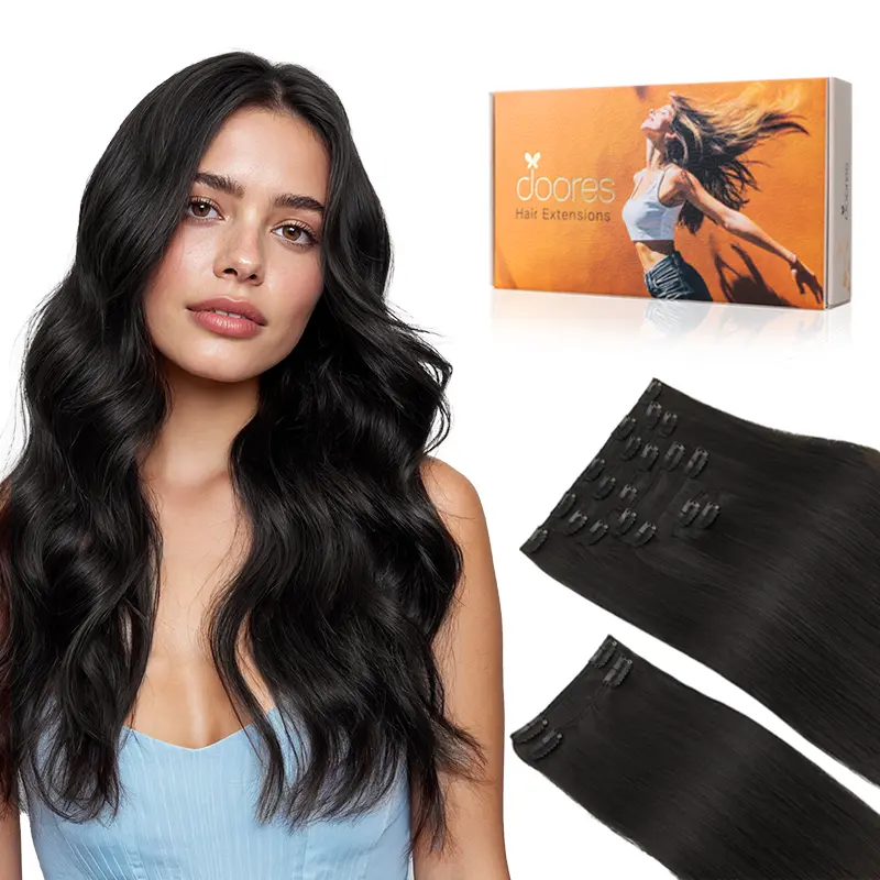 DOORES Hair Extensions Tape in Natural Black 20 Inch 20pcs 50g Tape in Human Amazon.com : DOORES Human Hair Extensions, Jet Black 20 Inch  main image 4