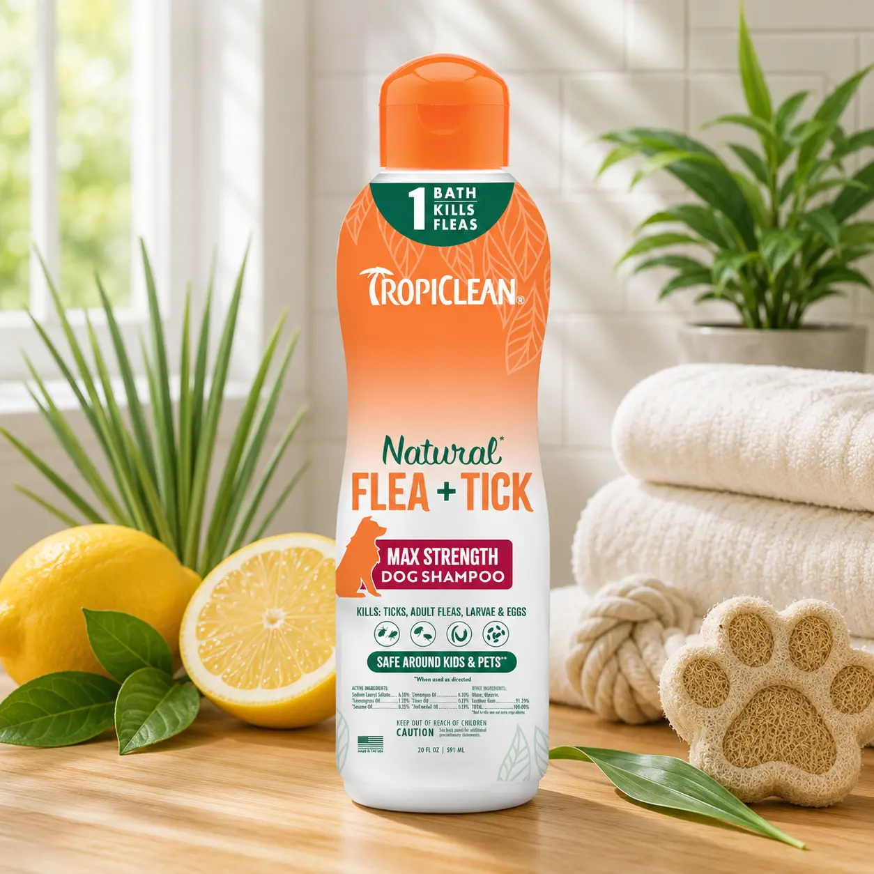 TropiClean Flea & Tick Bite Relief Spray for Dogs & Cats - Advanced Care Itch Relief, Made in USA, 8oz