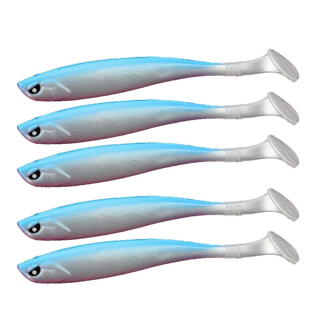 5pcs Bait Soft T-Shaped Groove Attractive Trolling Tackle Baits Vivid Lifelike Practical Fishing Lure Saltwater