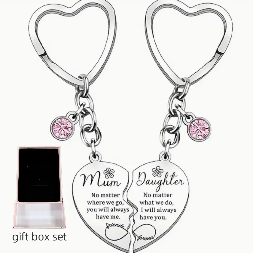 Mother-daughter design keychain pendant, cute heart-shaped keychain, suitable for women and girls, fashionable accessory, and a surprising and exquisite small gift. Comith gift box packaging.