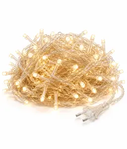 Perfect Holiday String Lights Super Bright Ambient Lighting Plug-In 100 LED Clear Cable Warm White 32FT