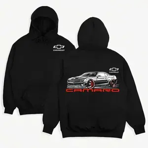 Camaro Hoodie – Chevy Camaro Muscle Car Graphic with Bold Red Text & Front Logo – Chevrolet Car Lovers Apparel for Mechanics & Gearheads – Gift for Car Enthusiasts