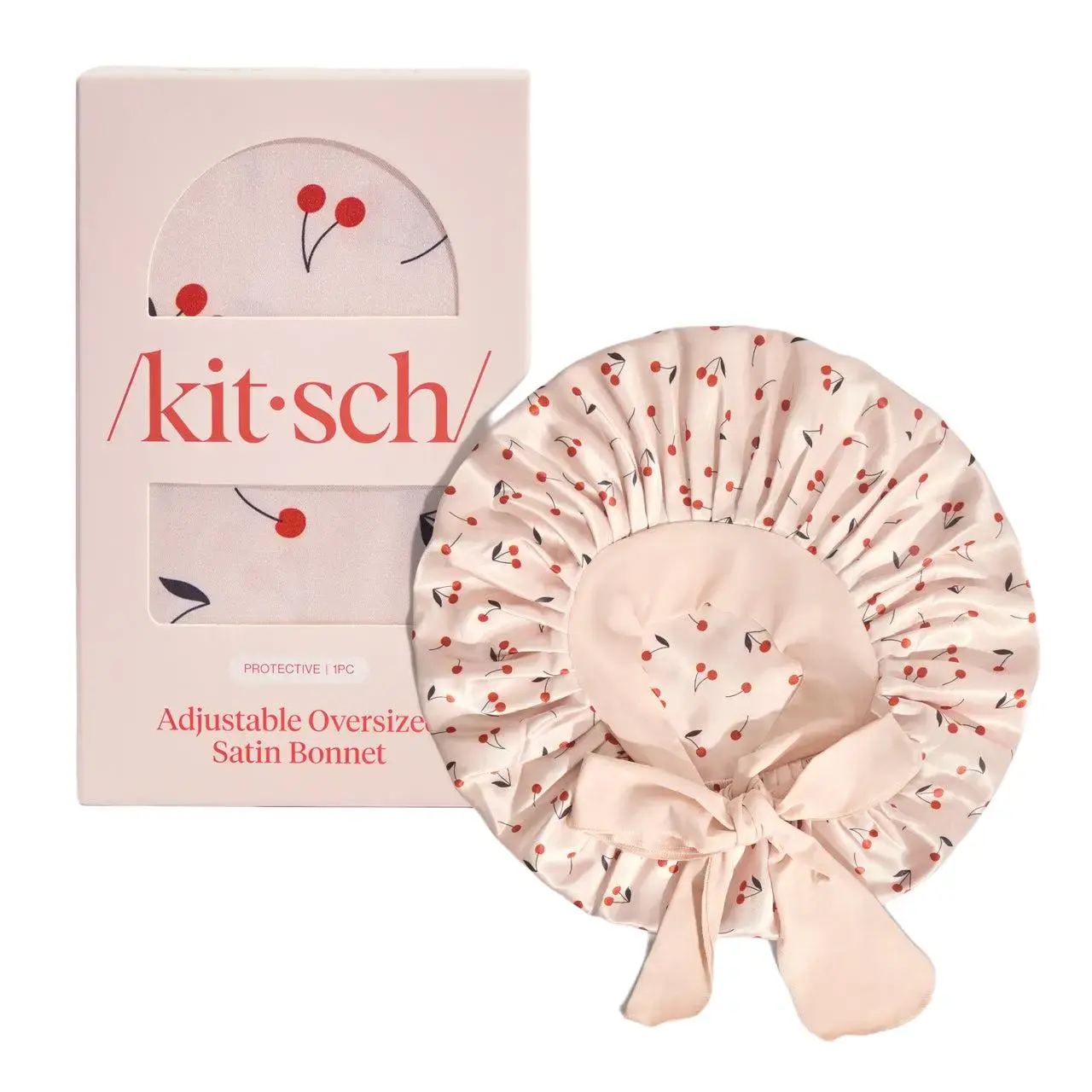 Kitsch Cherry Print Oversized Satin Bonnet Kitsch Cherry Print Oversized Satin Bonnet