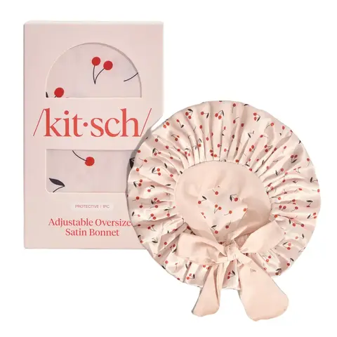 Kitsch Cherry Print Oversized Satin Bonnet