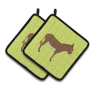 Carolines Treasures  Cotentin Donkey Green Pair of Pot Holders