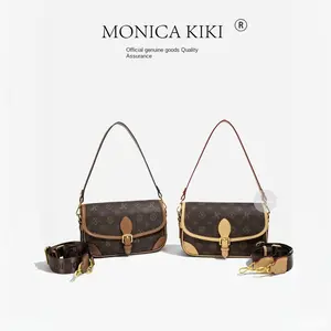 Monica Qiqi Vintage Luxury Retro Flip Cover Single Shoulder Crossbody Women's High-end Small Square Bag European Station Casual Leather Satchel Sling Purse crossbodybagwomen shoulder bags work bag