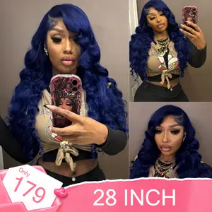 eullair Dark Blue Colored Lace Front Wigs for Black Women 13x6 Body Wave  HD Lace Frontal Wigs Human Hair Pre Plucked