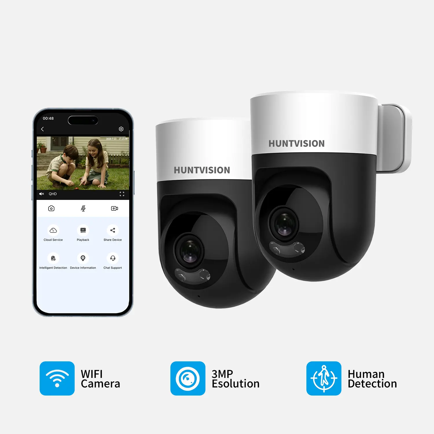 3MP Wired Outdoor WiFi PTZ Dome Security Camera - 360° Rotation, AI Human Detection & Auto Tracking, IP66 Waterproof, Full Color Night Vision, 2-Way Audio, Remote App Control
