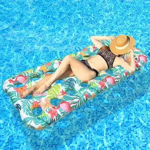 Adult Inflatable Pool Float Bed with Pillow, Hawaiian Flamingo Air Lounger, PVC Material, Perfect for Pools, Lakes, Beaches, Yard Parties