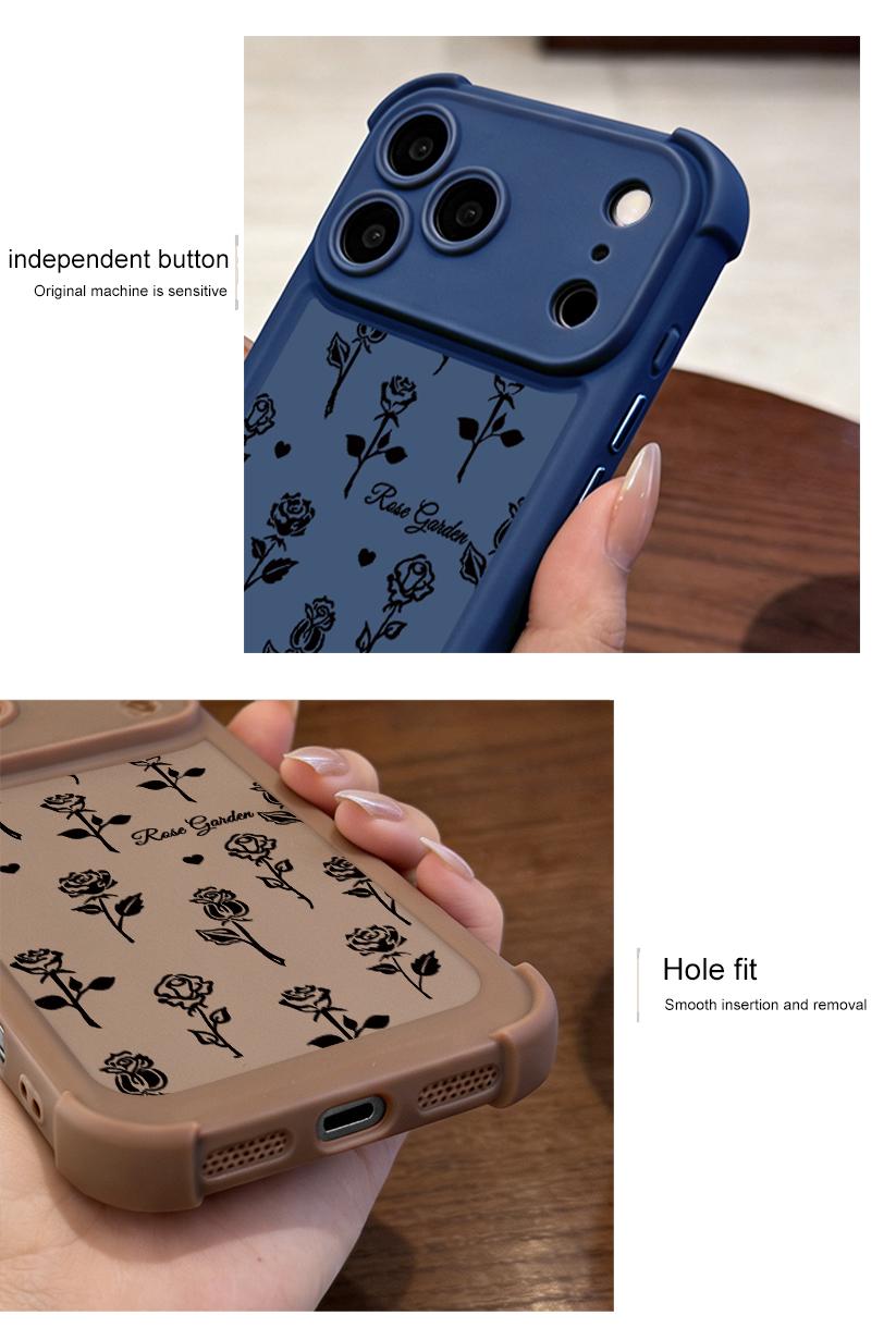 Rose Garden Phone Case Elegant Floral Print Design Compatible with iPhone 17 Pro Max 16 Pro Max 15 Pro 14 13 12 11 Series Simple Color Matching