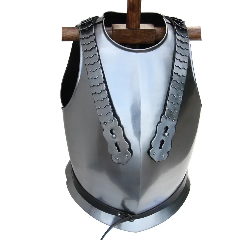 Medieval Warrior Men's Cuirass, Handmade Napoleonic 18g Steel Armor Vest with Scale Pattern, Historical Clothes with Adjustable Strap for Cosplay, Set, Costumes