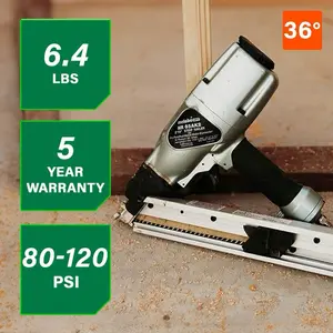 Metabo HPT NR65AK2 36 Degree 2-1/2 Inch Strap-Tite Metal Connector Nailer 6.4 LBS 80-120 PSI 5 Year Warranty