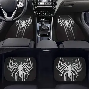 4pcs Set of Stylish White Spider Pattern Car Floor Mats, Non-Slip & Easy to Clean, All-Season - Perfect Gift for Men and Women, Complete Set of Car Floor Mats