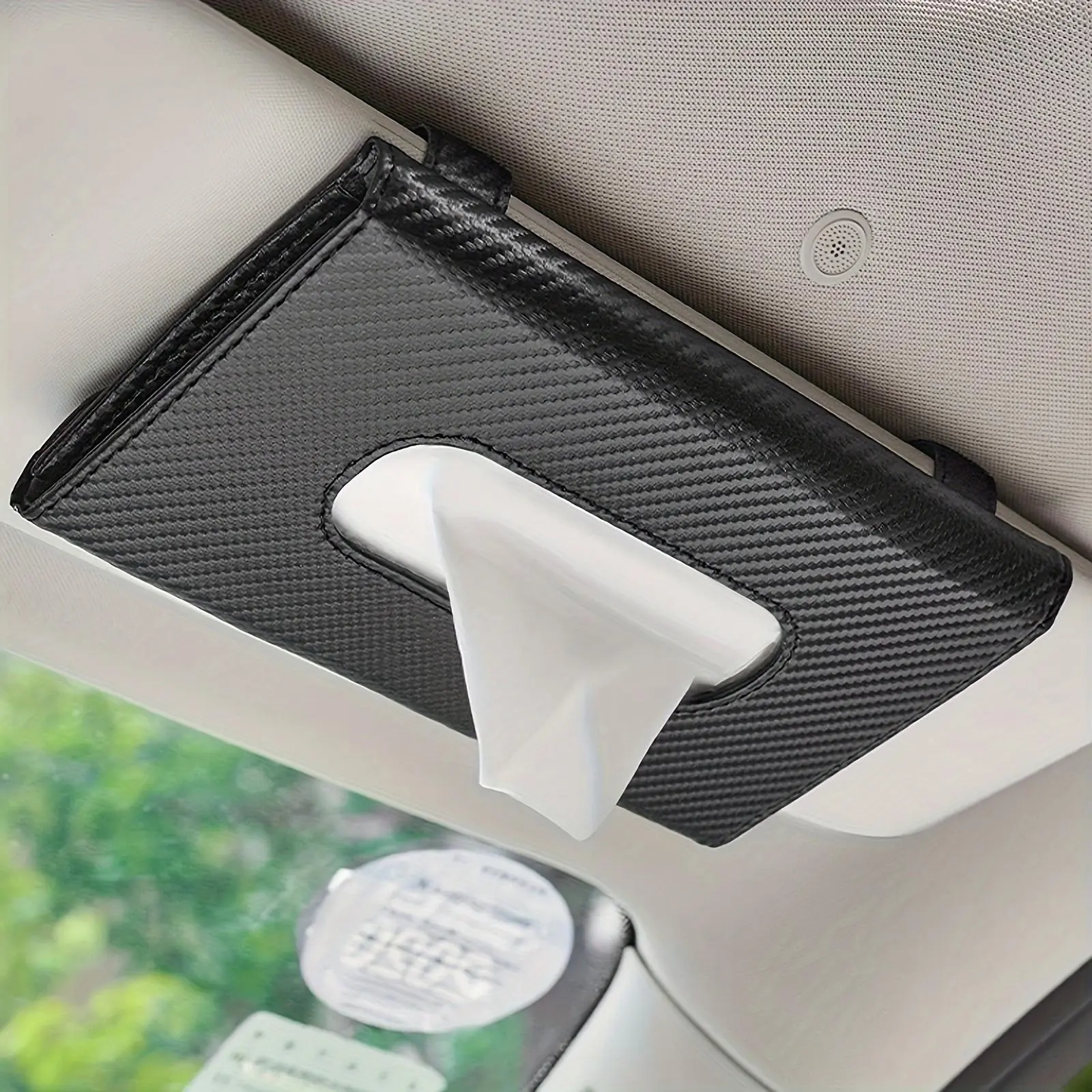 1pcs Car tissue holder, durable and stylish car tissue dispenser, car sun visor tissue box, premium leather material, car mask box, replaceable tissue.