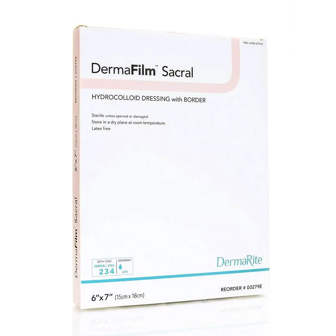 Dermafilm Hydrocolloid Dressing, Sacral, 6" X 7"