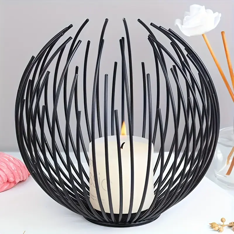 Holder, Simple Iron Art Circle European Candlestick, for Centerpiece, Candlelight Dinner Photo Props, Wedding Anniversary Dating Atmosphere Decor, Table Living Room Decor, Halloween Christmas New Year Decor