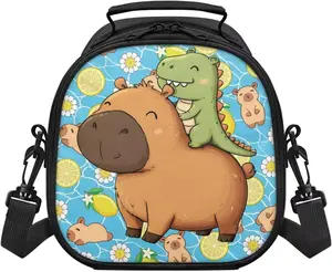 Capybara Lunch Box Insulated Lunch Bag Reusable Lunchbox Kids for School With Adjustable Shoulder Strap Cooler Tote Bag For Boys Grils Fashion Gifts