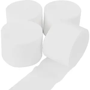Crepe Paper Streamers 4 Rolls 328ft, White Pack of Party Streamers for Birthday Decorations, Party Decorations, Wedding Decorations