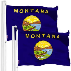G128 2 Pack: Montana MT  | 3x5 Ft | Printed 150D Polyester - Indoor/Outdoor, Vibrant Colors, Brass Grommets, Quality Polyester, Much Thicker More Durable Than 100D 75D Polyester