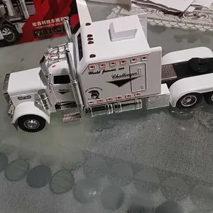 Semi, Heavy, and Tow Truck Toys - Metal Diecast Model with Light and Sound Pull Back Semi, Truck and Trailer for Boys Age 4-7 (White)