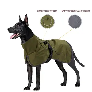 Dog Raincoat - Waterproof Dog Jackets Windproof Coat with Velvet Inner Winter Dog Rain Coat with Reflective Strip