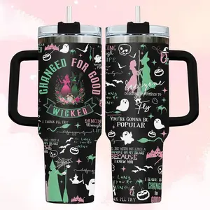 Wick3d Change for good Tumbler – Stainless Steel Travel Cup with Handle and Straw,Musical Movie Gift for fans