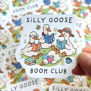 Silly Goose Book Club Sticker – Funny Book Lover Waterproof Decal