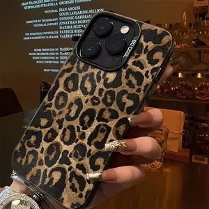 Black Luxury Leopard Print New TPU Shockproof Design Precision-Cut Metal Buttons Creative Fashionable Premium Phone Case Compatible with iPhone 14, 15, 16, 17 Pro Max, 11, 12, 13, SE, 7, 8 Plus, X, XR, XS MAX Soft Shock-Absorbing Protective Case