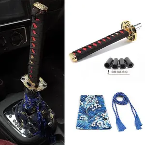 Universal Dust Cover Shift Knob Collars With Adapters With 200MM JDM Katana Samurai Sword Shift Knob Shifter car gear lever