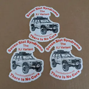 3 for $10. XJ Variant of the Seven Slot Syndrome. Jeep Cherokee. 4 inch weatherproof. Decals.