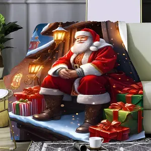 Ultra-Soft Santa Claus Flannel Throw Blanket - Versatile, All-Season Gift for Couch & Bedroom, Design, HD Print, Wrap