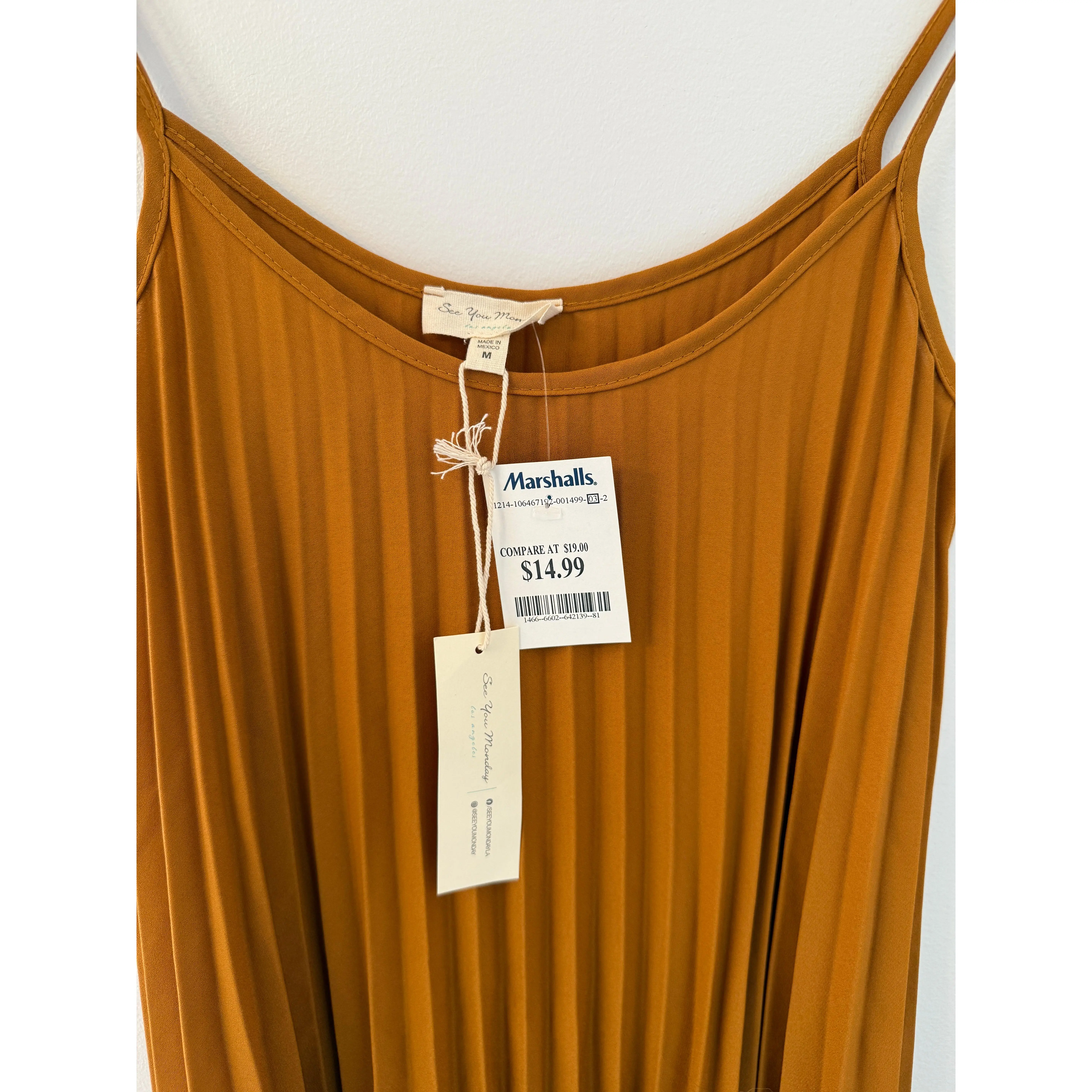 See You Monday Pleated Mustard Dress - TikTok Shop